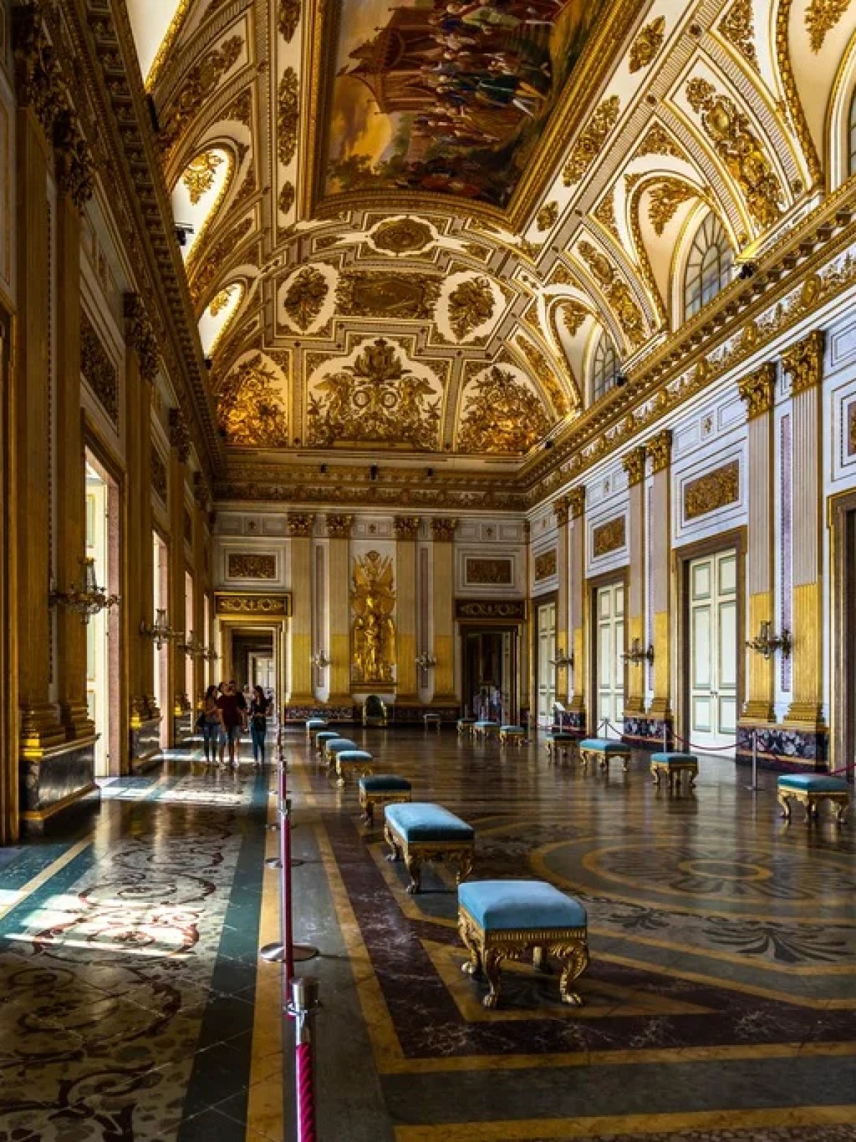 a large building with a clock in the middle of a room