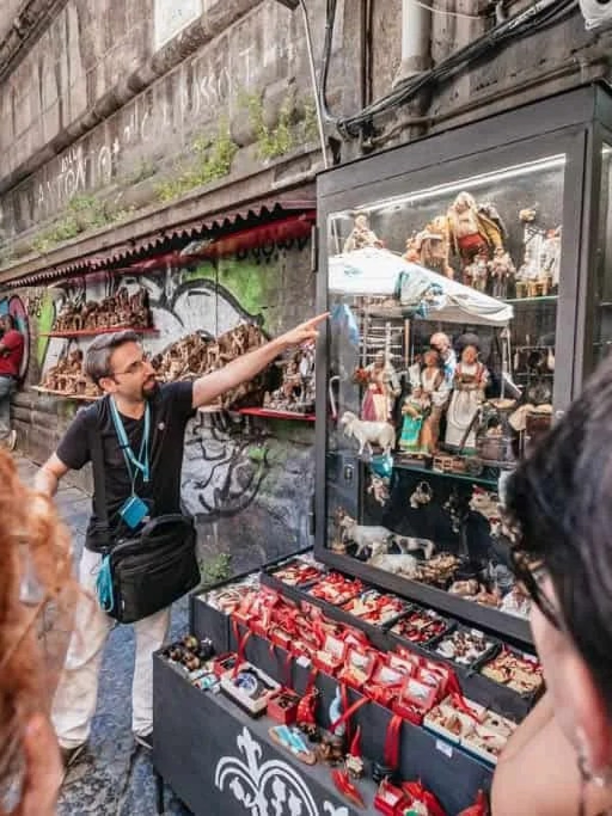 a person standing in front of a store