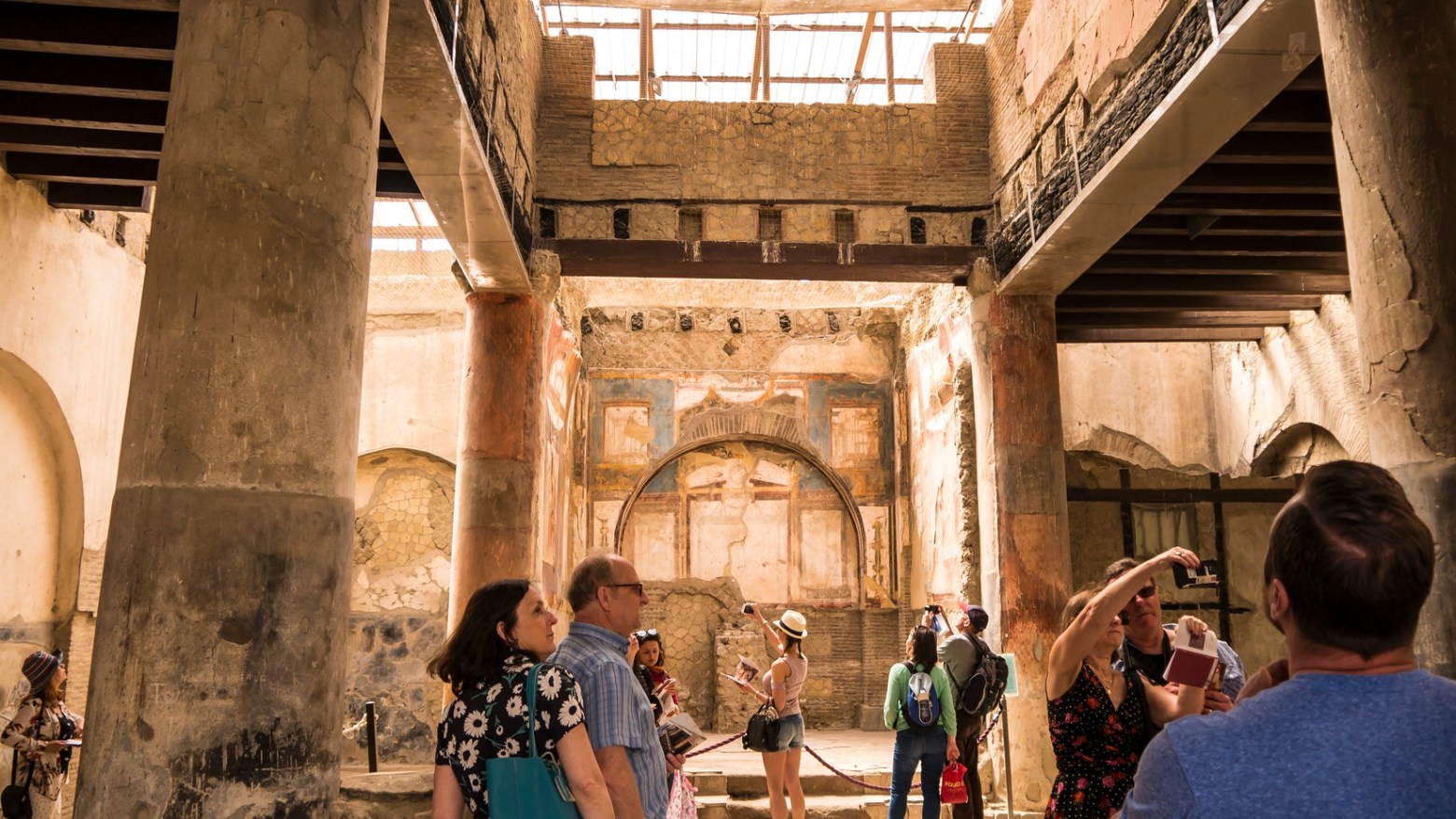 a group of people standing in front of a building