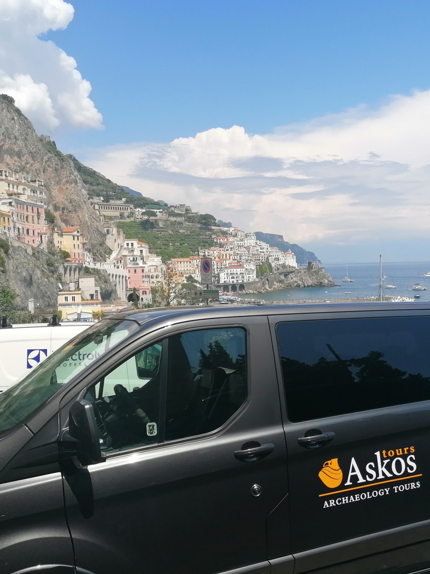 a car parked on the side of a mountain