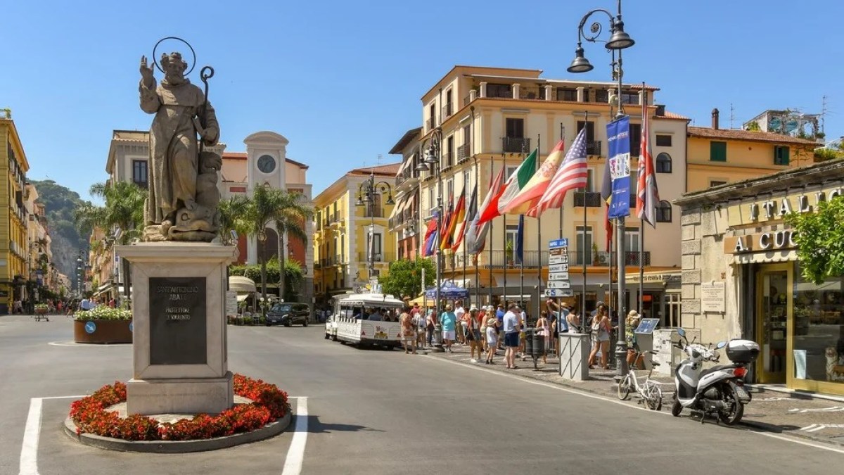 a motorcycle on Piazza Tasso street