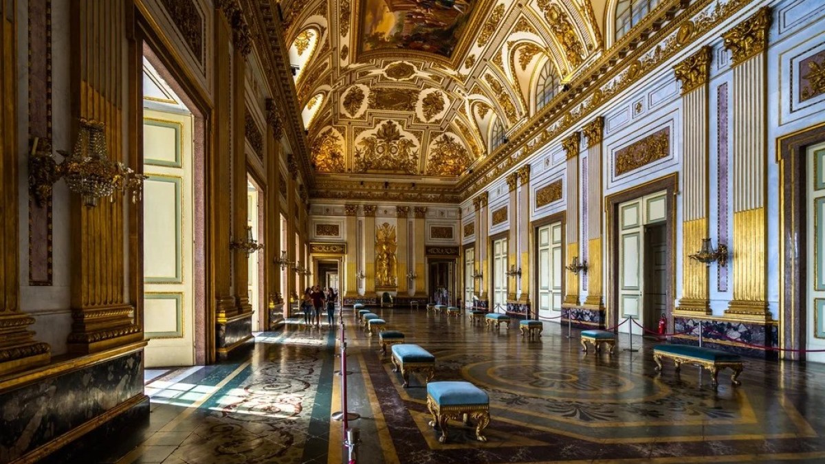 a large building with a clock in the middle of a room